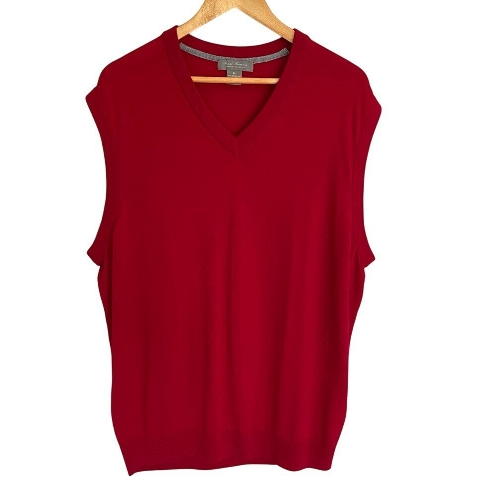 Daniel Cremieux Mens XL Extra Fine‎ Merino Wool Sweater Vest V-Neck Golf Preppy
